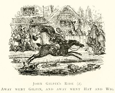 John Gilpins Ride (2), Away gick Gilpin, och bort gick Hat and Wig av after George Cruikshank