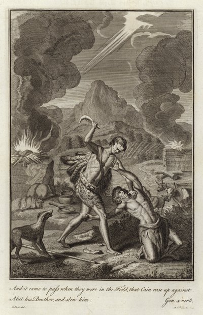 Kain dödar Abel av after Gerard Hoet