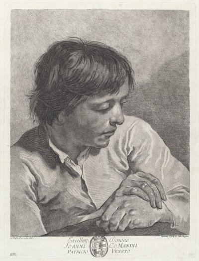 En ung man med händerna i kors av after Giovanni Battista Piazzetta Pietro Scattaglia and Innocente Alessandri
