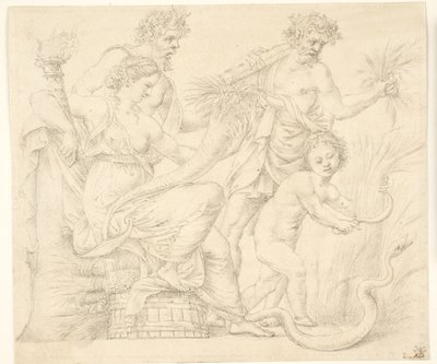 Persefone och Dionysos av after Giulio Romano