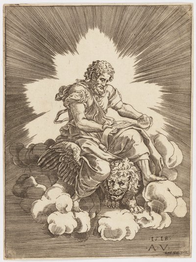 Sankt Markus, sittande på ett lejon av after Giulio Romano