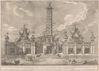 Seconda Macchina för Kina 1758: Porslinstornet i Nanjing av after Giuseppe Palazzi attritbuted to Giuseppe Pozzi after Paolo Posi