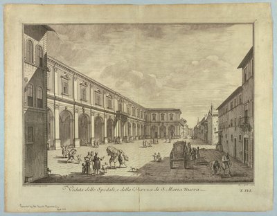 Utsikt över Florens, tavla från "Choice of XXIV Utsikt över de viktigaste distrikten, torg, kyrkor och palats i staden Florens" av after Giuseppe Zocchi