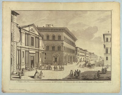 Utsikt över Florens, tallrik från "Scelta di XXIV Utsikt över de viktigaste distrikten, torg, kyrkor och palats i staden Florens" av after Giuseppe Zocchi