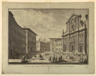 Utsikt över Florens, tallrik från "Choice of XXIV Utsikter över de viktigaste distrikten, torgen, kyrkorna och palatsen i staden Florens" av after Giuseppe Zocchi