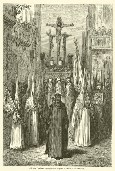 Brödraskap (bottfärdiga) som åtföljer ett steg av Gustave after Dore