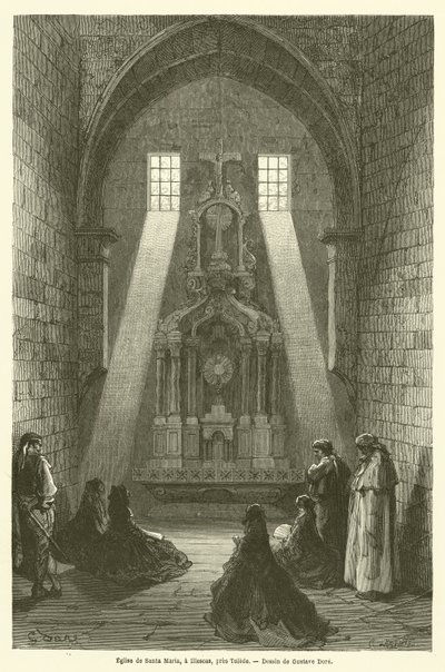 Kyrkan Santa Maria, i Illescas, nära Toledo av Gustave after Dore