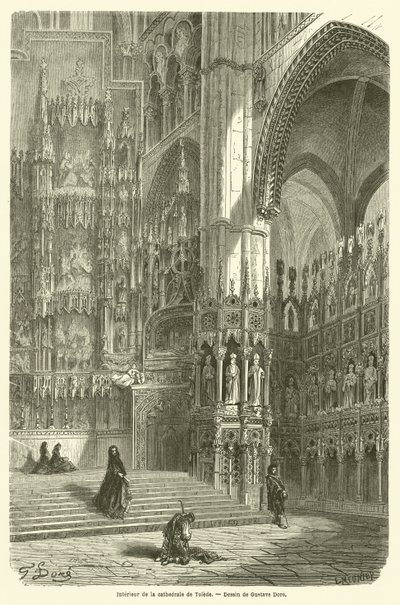 Interiör av katedralen de Tolede av Gustave after Dore