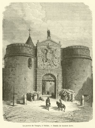 Bisagra-porten, i Toledo av Gustave after Dore