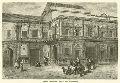 Palais de lAyuntamiento, i Sevilla av Gustave after Dore