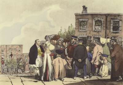 folk i london av after Henri Bonaventure Monnier
