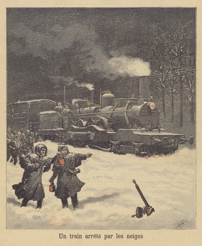 Ett tåg stannade vid snön av after Henri Meyer