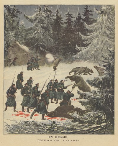 En invasion av björnar i Ryssland av after Henri Meyer