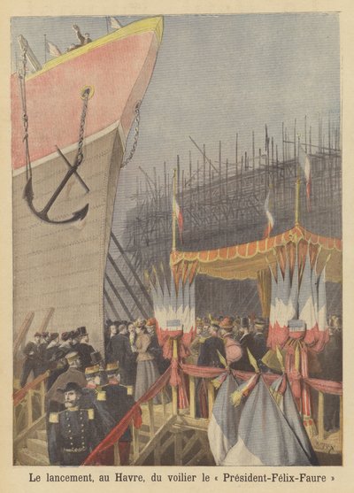 Sjösättning av segelfartyget President-Felix-Faure vid Le Havre av after Henri Meyer