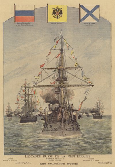 Den ryska flotta skvadronen i Medelhavet av after Henri Meyer
