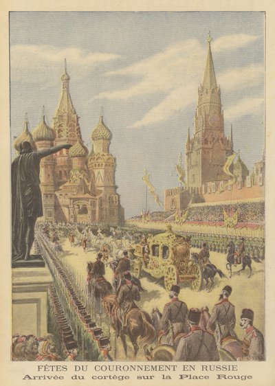 Kröningen av tsar Nicholas II och tsarina Alexandra av Ryssland av after Henri Meyer