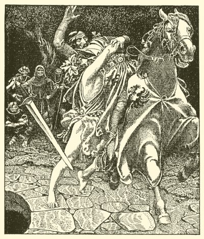 Sir Kay och skogsgalningen av after Howard Pyle