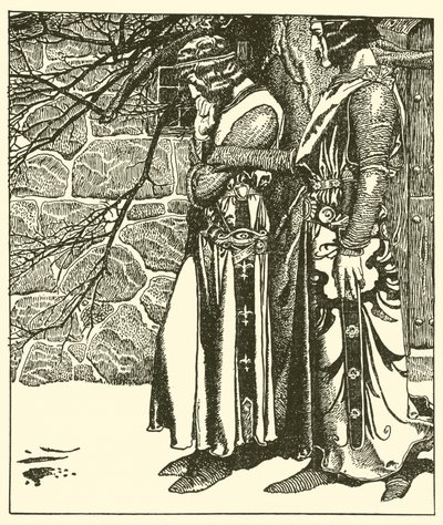 Sir Kay avbryter er meditationer av Sir Percival av after Howard Pyle