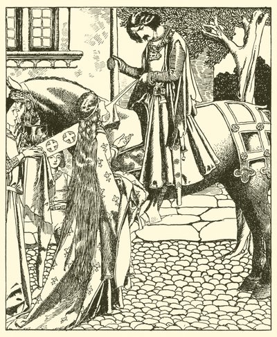 Sir Launcelot och Elouise the Fair av after Howard Pyle