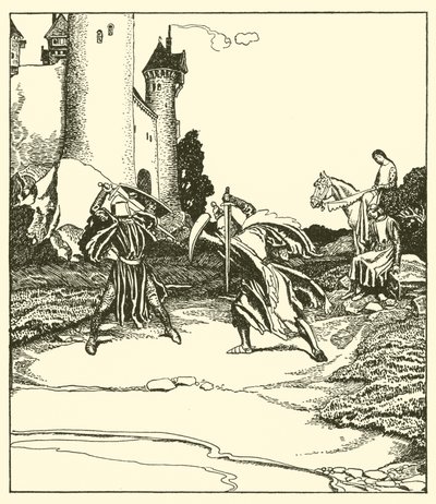 Sir Launcelot kämpar mot Sir Turquine av after Howard Pyle