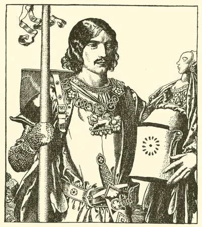 Sir Launcelot av sjön av after Howard Pyle