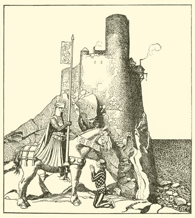 Sir Tristram kommer till Sir Nabons slott av after Howard Pyle
