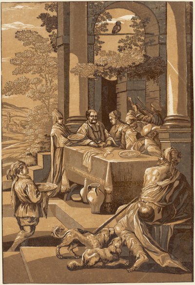 Dyk och Lazarus (höger panel) av after Jacopo Bassano John Baptist Jackson