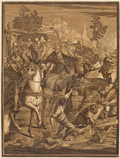 Korsfästelsen (vänster panel) av after Jacopo Tintoretto John Baptist Jackson