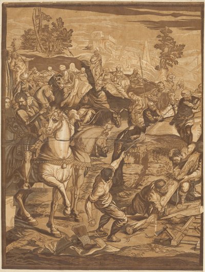 Korsfästelsen (vänster panel) av after Jacopo Tintoretto John Baptist Jackson