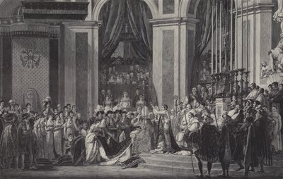 Kröningen av Napoleon till Frankrikes kejsare i Notre Dame de Paris, 1804 av after Jacques Louis David