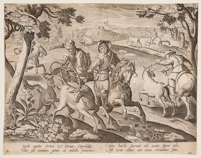 Att fånga rådjur av after Jan van der Straet, called Stradanus