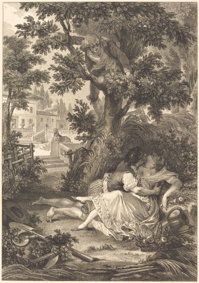 Vadet för de tre skvallren: Päronträdet av after Jean Baptiste Mallet