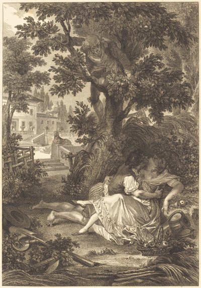 Vadet för de tre skvallren: Päronträdet av after Jean Baptiste Mallet