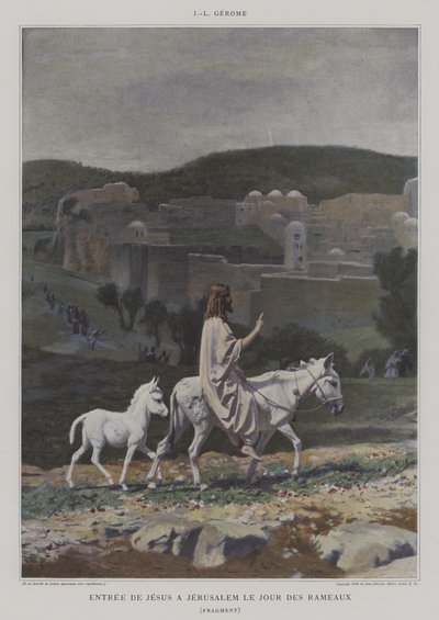 Detalj från Entree de Jesus a Jerusalem le Jour des Palmeaux (Kristus kommer in i Jerusalem på palmsöndagen) av after Jean Leon Gerome
