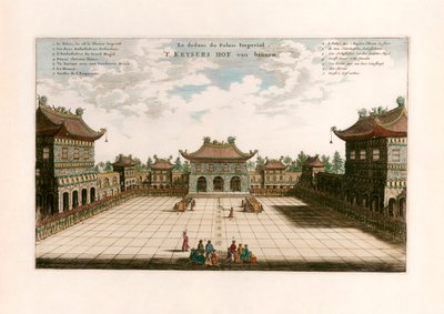 Kejserliga palatset, Peking, Kina av after Johannes Nieuhof