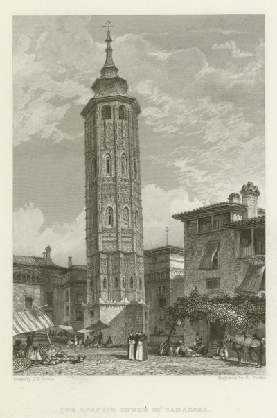 Det lutande tornet i Zaragoza av after John Frederick Lewis
