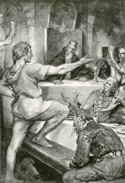 Beowulf svarar högmodigt till Hunferth av after John Henry Frederick Bacon