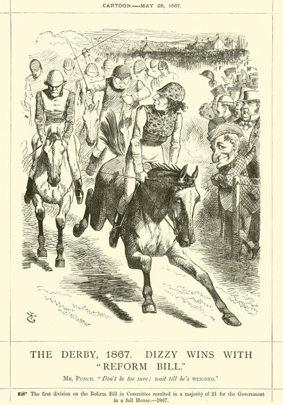 The Derby, 1867, Dizzy vinner med Reform Bill av after John Tenniel