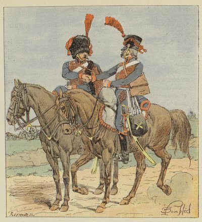 Vakt- och linjehästartilleri av after Louis Charles Bombled
