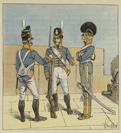 Engelskt artilleri, till fots, till häst av after Louis Charles Bombled