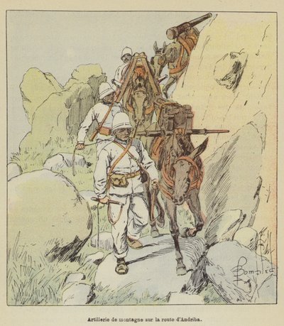 Bergsartilleri på vägen till Andriba av after Louis Charles Bombled