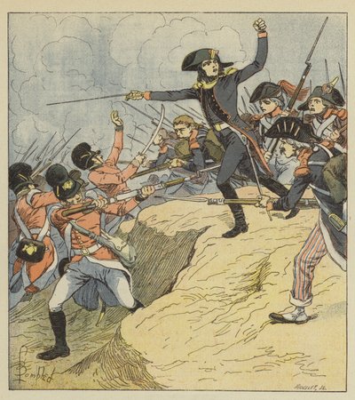 Bonaparte sårad i Toulon av after Louis Charles Bombled