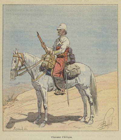 afrikansk jägare av after Louis Charles Bombled
