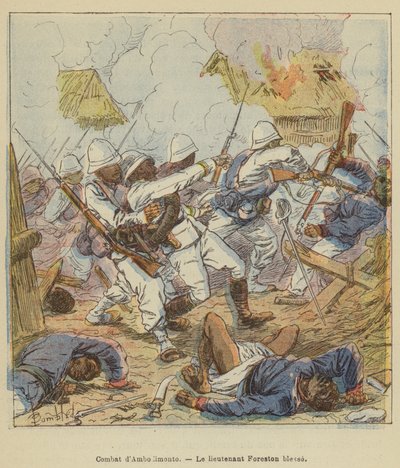 Strid av Ambodimonto, löjtnant Foreston sår av after Louis Charles Bombled