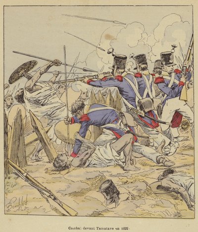 Strid framför Tamatave 1829 av after Louis Charles Bombled