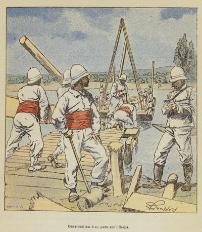 Konstruktion dun pont sur lIkopa av after Louis Charles Bombled
