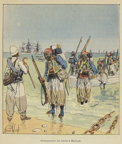 Landstigning av Turkos vid Majunga av after Louis Charles Bombled