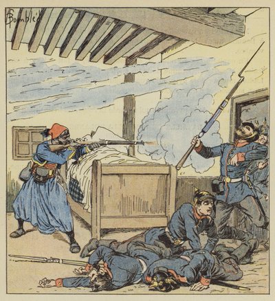Ali-ben-Kacems heroiska försvar av after Louis Charles Bombled