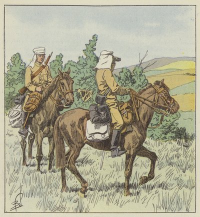 Japanska scouter i spaning av after Louis Charles Bombled