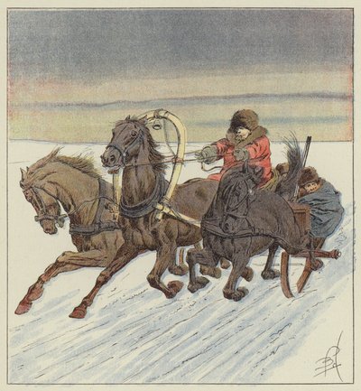 I trojka på Baikal av after Louis Charles Bombled
